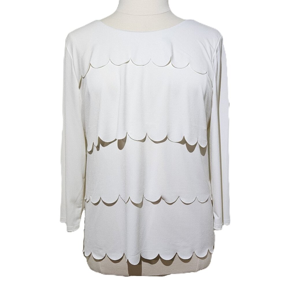 Talbots 3/4 Sleeve Popover Scalloped-Tier Tunic Top